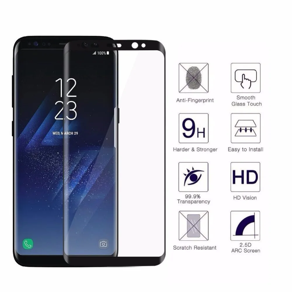 

100 шт. для Samsung Galaxy Note 8 S8 S9 Plus S7 Edge 3D изогнутая полноэкранная пленка из закаленного стекла для S9 Plus стекло