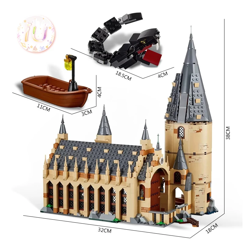 Legoings 75954 серия фильмов 938 шт набор из серии Hogwarts Great Wall модель строительные блоки