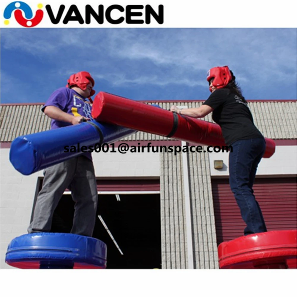 

Guangzhou Vancen 8*4m inflatable gladiator jousting arena with joust poles high quality inflatable jousting course arena