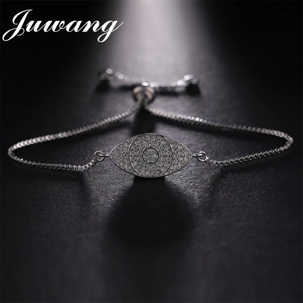 

JUWANG New Evil Eye Cubic Zirconia Crystal Adjustable Bracelets for Women CZ Jewelry Gift Wholesale