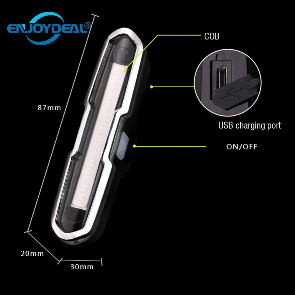 USB Перезаряжаемый водонепроницаемый задний фонарь для горного велосипеда