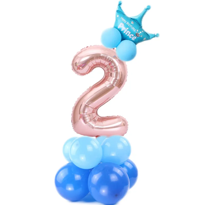 16 шт. цвета розового золота шара с цифрой воздушный шар для колонны Happy День