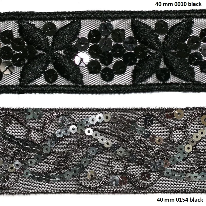 30-95mm 15 yards/roll. Black or white sequins decorative Lace Fabric Trim Ribbon Garment Accessories wedding decoration DIY | Дом и сад