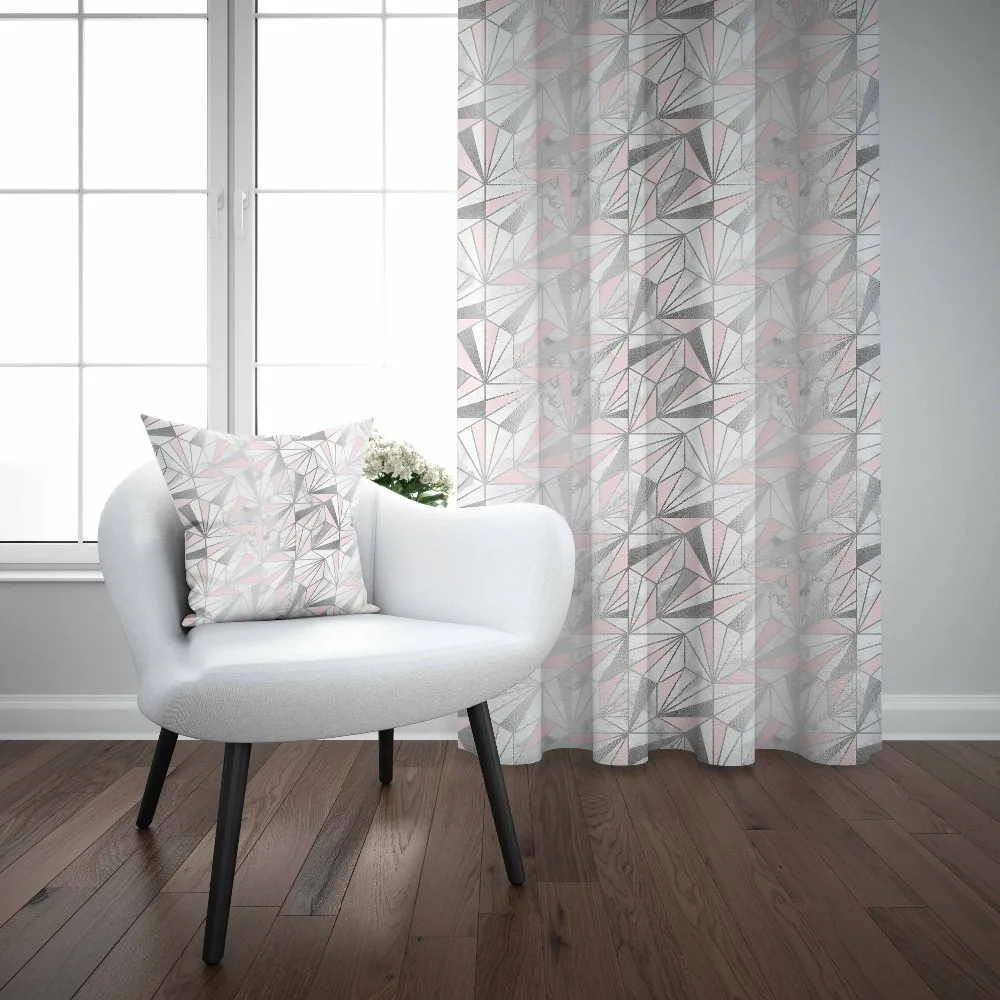 

Else Gray Pink Geometrics Triangles Nordec 3d Decor Photo Print Living Room Bedroom 1 Panel Set Curtain Combine Gift Pillow Case