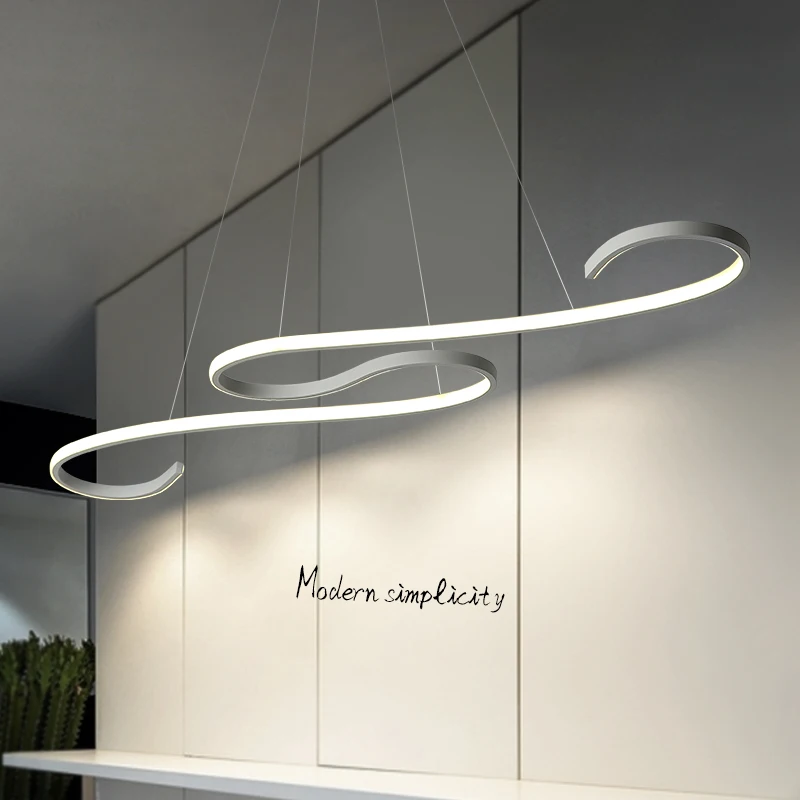 

S Shape Black or White Finish Modern led chandeliers for Dining Room Kitchen Room Hanging Pendant chandelier fixtures 110V 220V