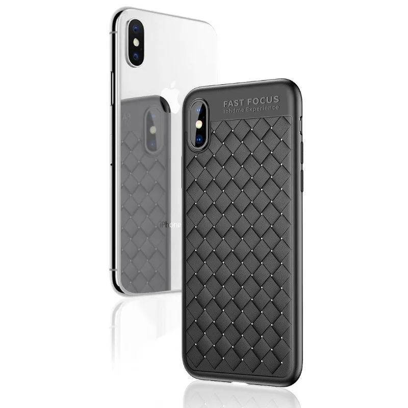 Luxury Woven Pattern Phone Case For Iphone X 7 8 Plus Geometric Texture TPU + PC Protective Back Cover Shell iphoneX 10 Capa |