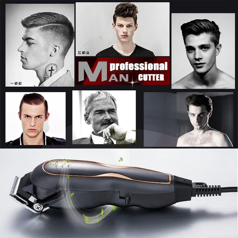 BaoRun Professional Hair Clippers Mute Ultra Power Electric Hair Trimmer Barber Salon Men Hair Cutting Machine with Cord 220V