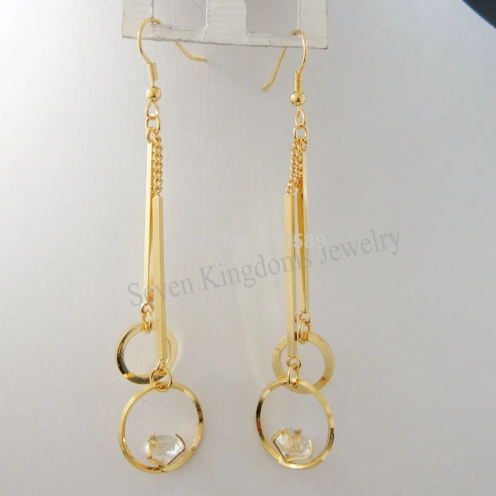 Висячие серьги с различными кристаллами и камнями 3,15 дюйма, с покрытием из желтого золота, отличный подарок