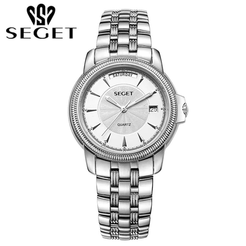 SEGET 30421MT/LT Мужчины Женщины Любители Часы Кварта Нержавеющая Сталь 50 М