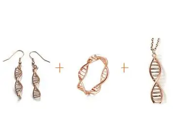 Rose gold set size 5 Молекулярный слой DNA, подвеска, химическая молекулярная спираль, стальные ожерелья для женщин, серебро, золото, биохимия, биология, ювелирные изделия VN049 - Окраска металла: Rose gold set size 5