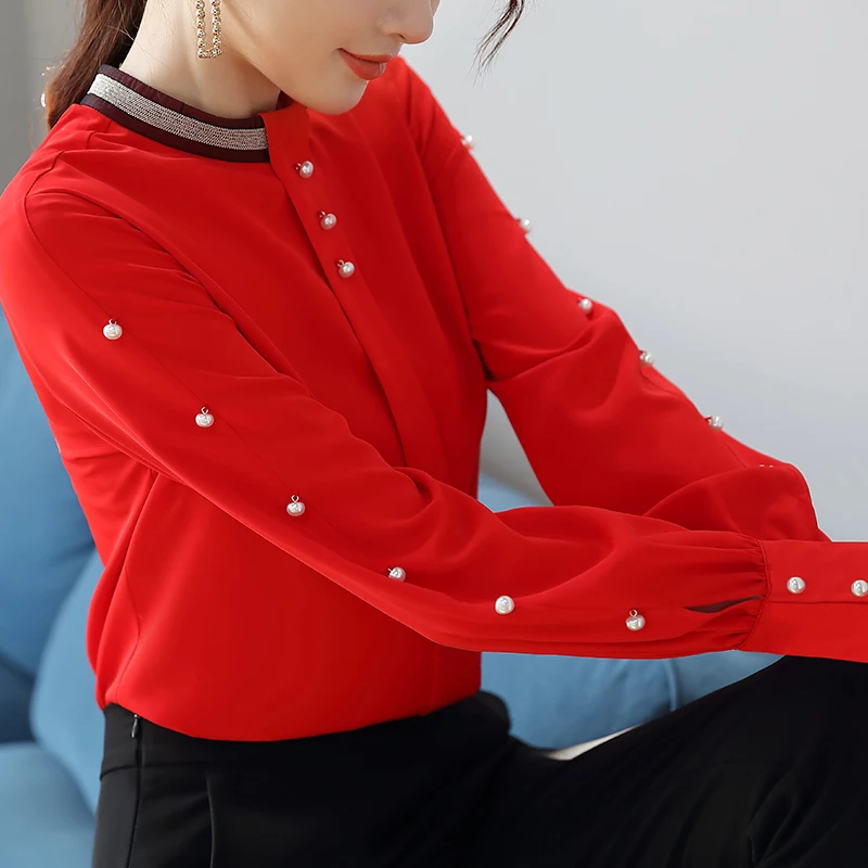 Женская кружевная рубашка Lenshin мягкая и удобная блузка с длинными рукавами