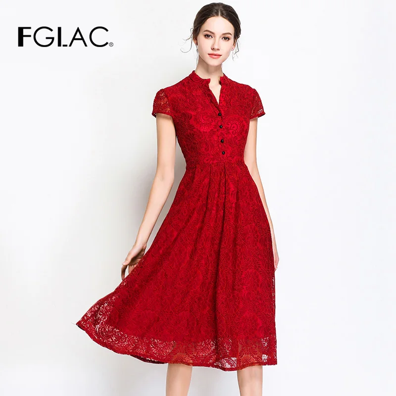 FGLAC 2018 летнее платье женское модное тонкое кружевное с v образным вырезом