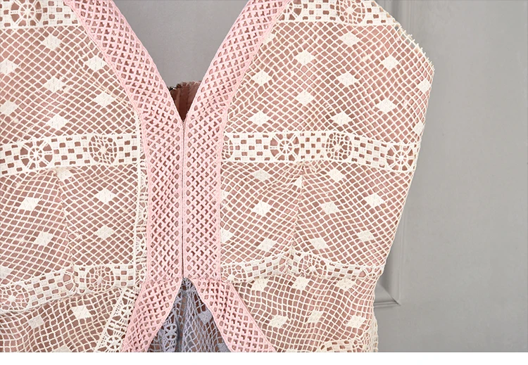 Дизайнерское женское платье 2018 летнее фиолетовое розовое лоскутное с высокой