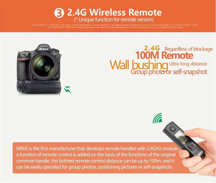 ЕС расположение) Meike MK-D850 Pro w/2,4G беспроводной пульт дистанционного управления батарейный захват для Nikon D850+ 2* EN-EL15 батарея+ двойное зарядное устройство