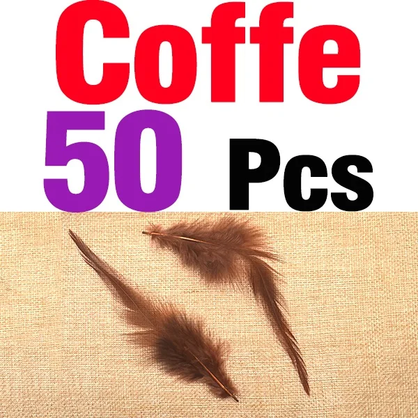 50 Pcs coffe MNFT 50 шт много цветов красивое перо фазана петух перья размер около 10-15 см/4-6 дюймов - Цвет: 50 Pcs coffe