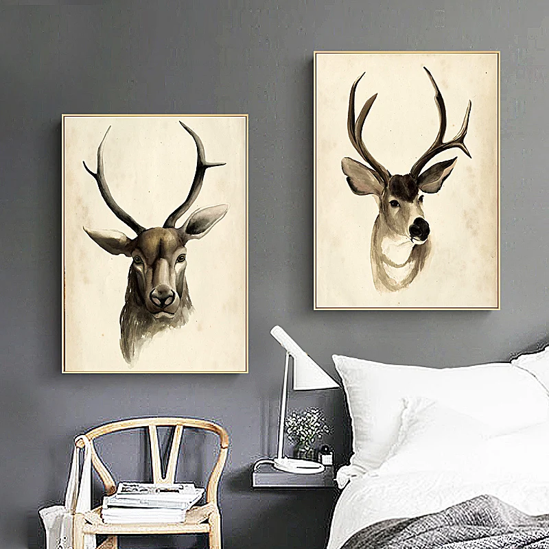 SD LINLEEHON Moose рисунок оленя на холсте настенный художественный постер с животным