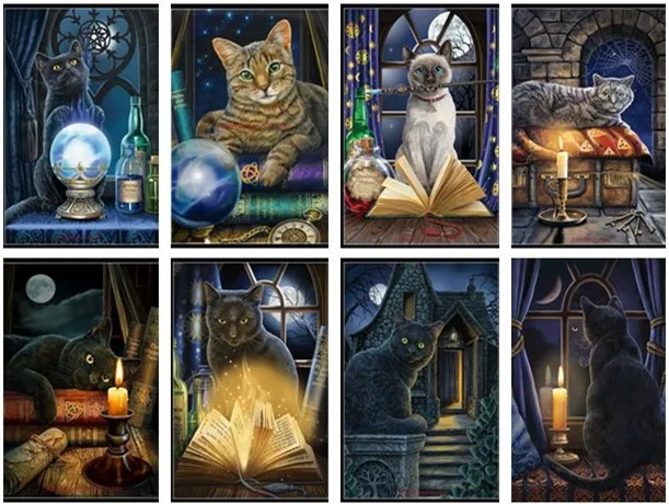 

Embroidery Counted Cross Stitch Kits Needlework - Crafts 14 ct Medium Size DIY Arts Handmade Decor - Black Cat Collection