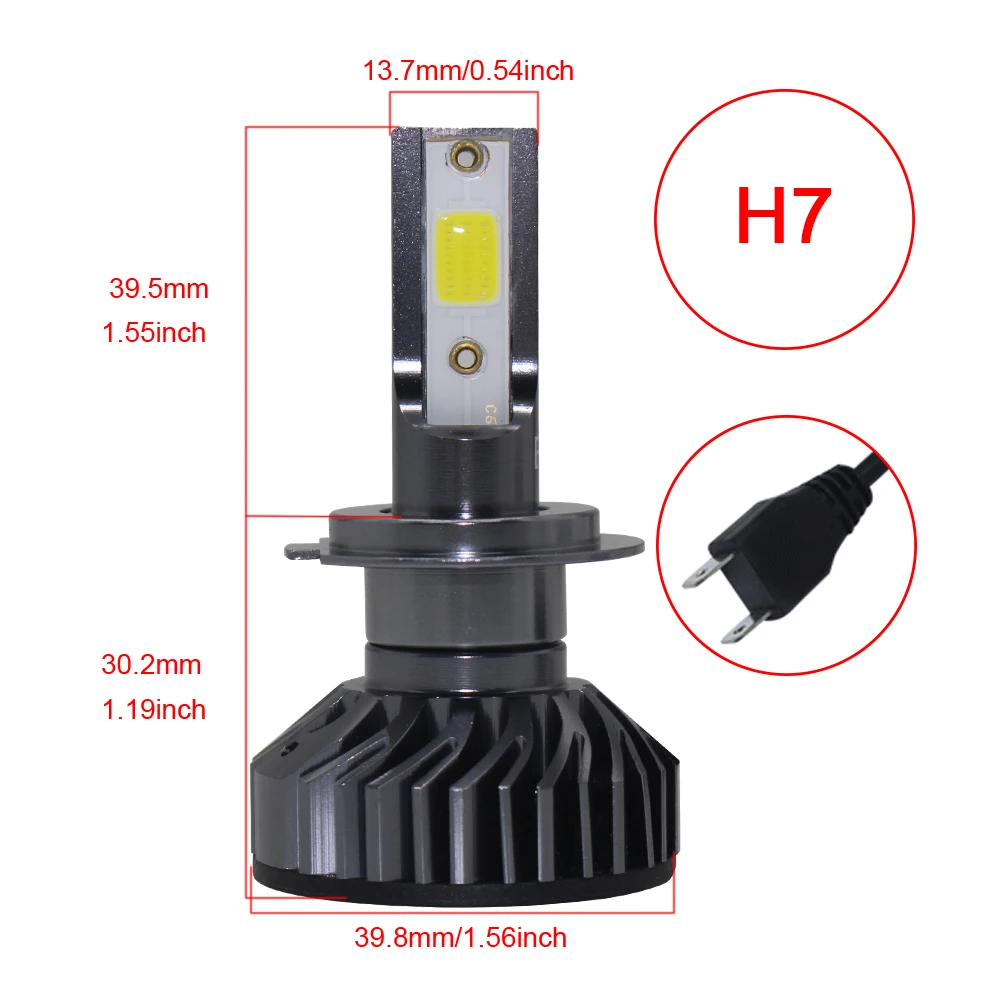 Лампы для передних фар 2 шт. H4 H7 H8/H9/H11 9005 9066 H1 72 Вт 8000LM светодиод DOB набор 6000K белый