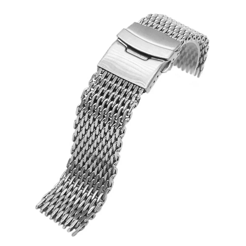 Браслет из нержавеющей стали с сеткой Shark Mesh модный серебристый браслет для часов