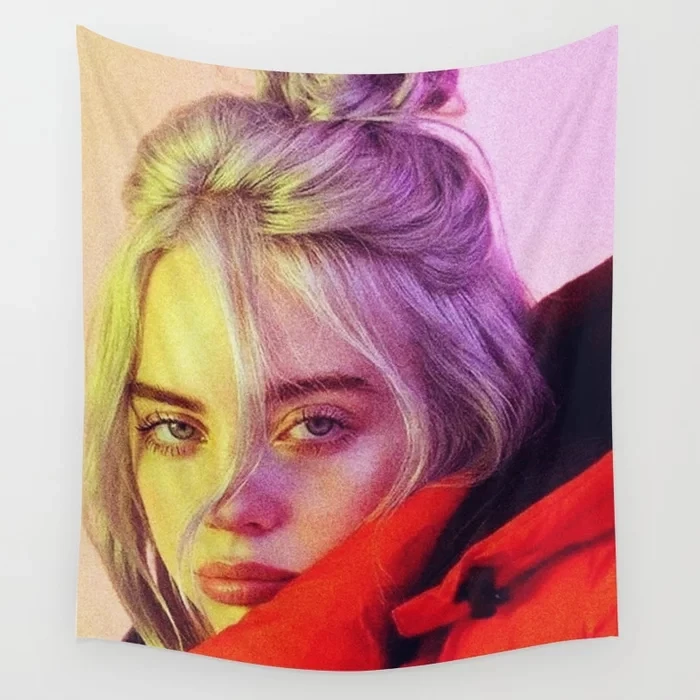 Поп певица Billie Eilish шаблон хиппи гобелен настенный плотный Декор для дома на