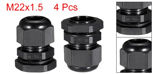 

Uxcell 4 шт. M12/M20/M22/PG19/PG21 черный пластиковый кабельный сальник, регулируемый водонепроницаемый Соединитель с шайбой