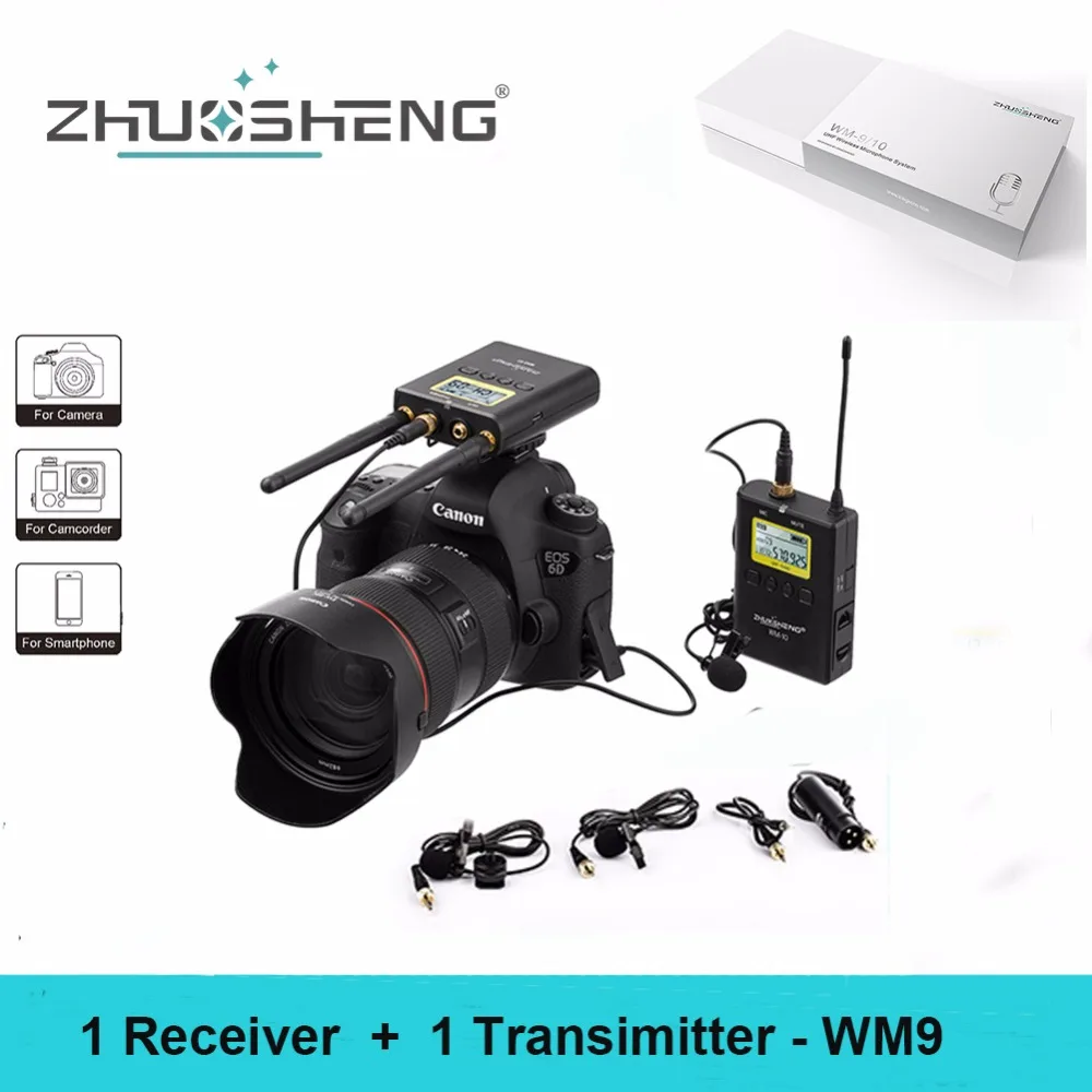 ZhuoSheng WM 9 Беспроводная петличный микрофон система для NIkon Sony Canon запись