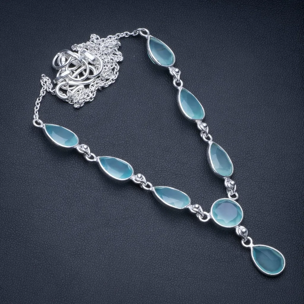 StarGems(tm) Natural Chalcedony 925 Sterling Silver Y-Shaped Necklace 19&quot | Украшения и аксессуары