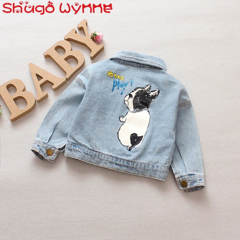 2018 Осенняя джинсовая куртка для маленьких девочек пальто детская модная верхняя