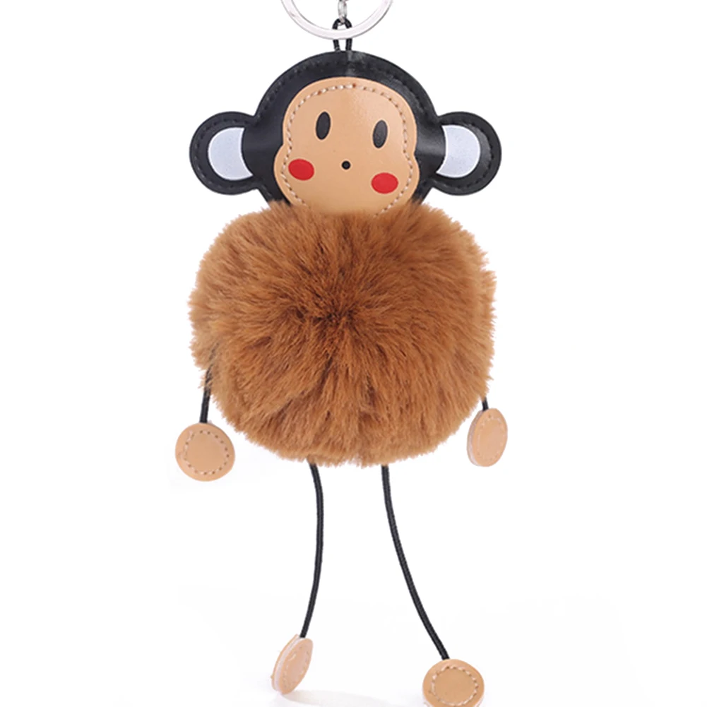 Милый мультфильм обезьяна искусственный Мех животных пушистый комочек брелок