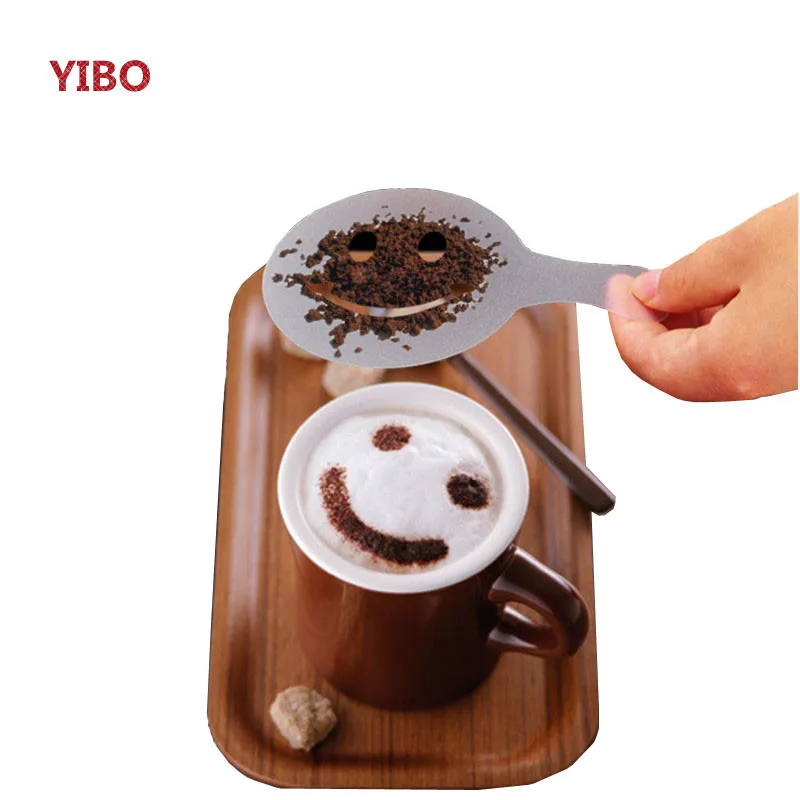 YIBO 16pcs / sets of coffee pull flower die fancy printing mold milk tea spray template cappuccino | Дом и сад