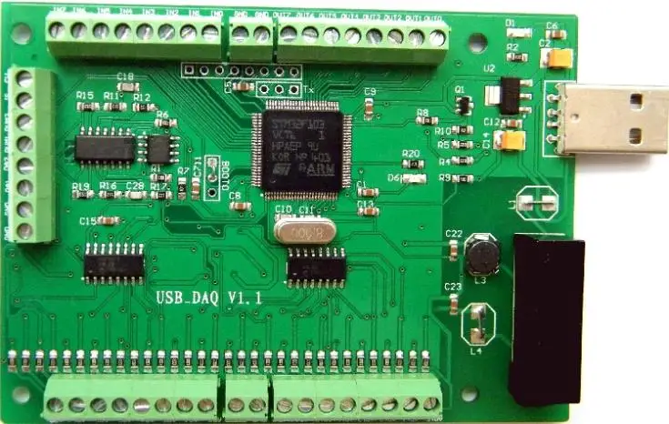 Модуль сбора данных mini USB DAQ 16 канальный аналоговый ADC 2AO 8DI 8DO входной Выход PWM