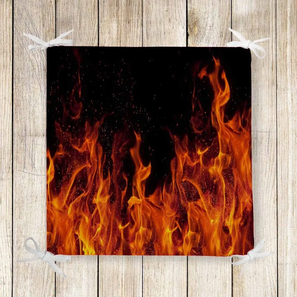 

Else Black Red Yellow Fires Flames 3d Print Square Chair Pad Seat Cushion Soft Memory Foam Full Lenght Ties Non Slip Washable