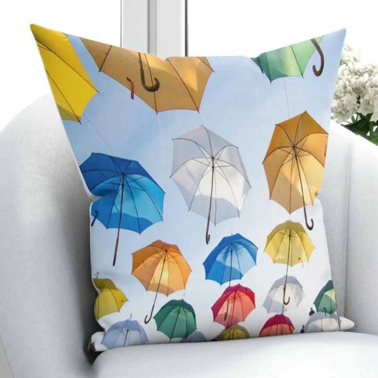 

Else Blue Sky Red Yellow Green White Umbrellas Nature 3D Print Throw Pillow Case Cushion Cover Square Hidden Zipper 45x45cm