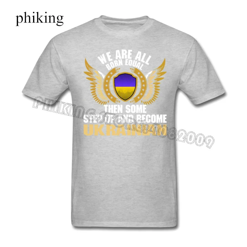 Best T Shirts Men's Crew Neck Shield Flag We Are All Born Equal Than Some Step Up And Become Ukrainian Short Tall Shirt | Мужская