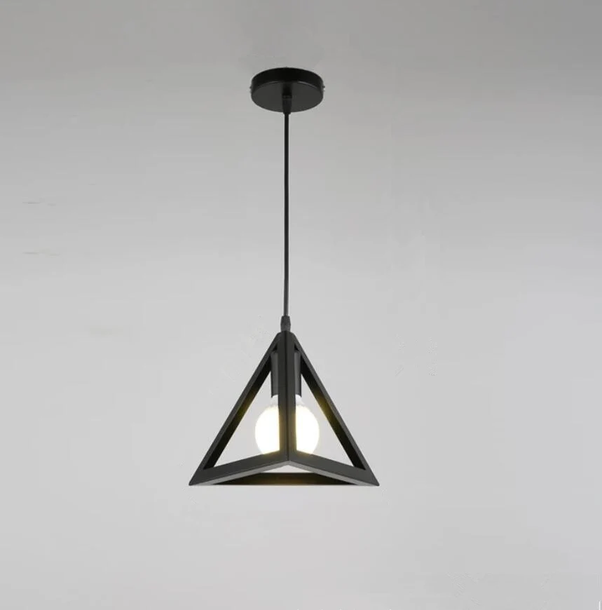 Винтажный подвесной светильник Black triang Светодиодная лампа E27 AC110 260V Кухонные