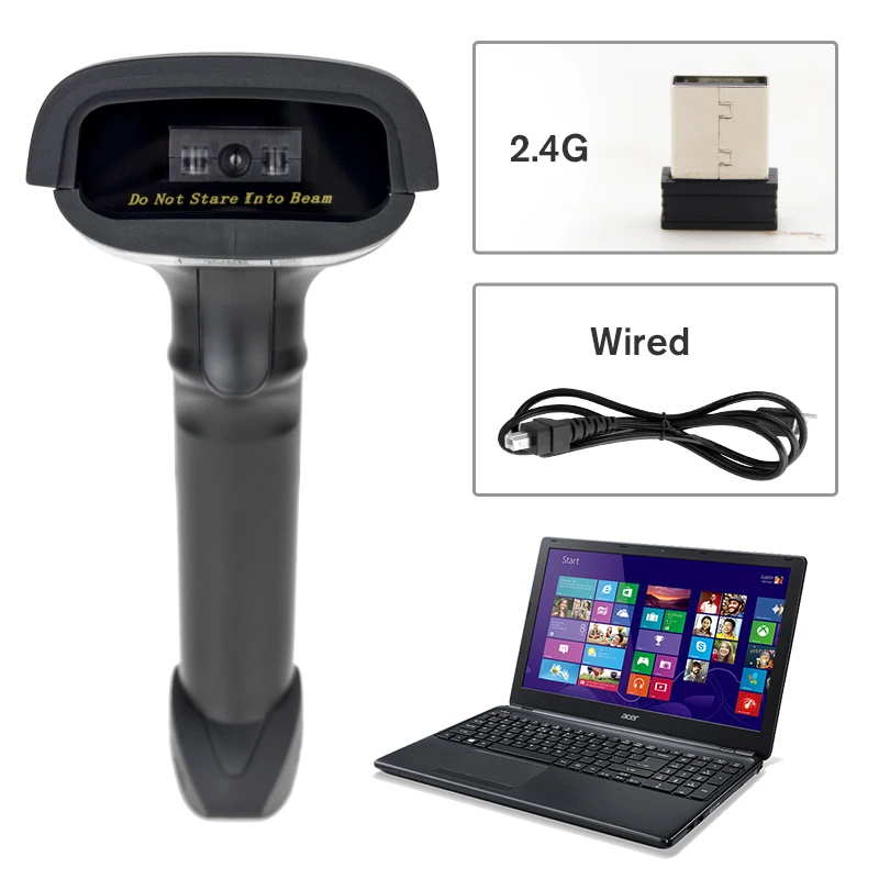 Портативный 2 4G беспроводной 2D QR сканер штрих кодов с usb приемником для Мобильных