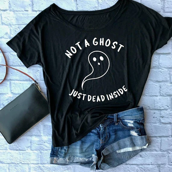Футболка с надписью Not A Ghost just dead inside женская футболка круглым вырезом модные
