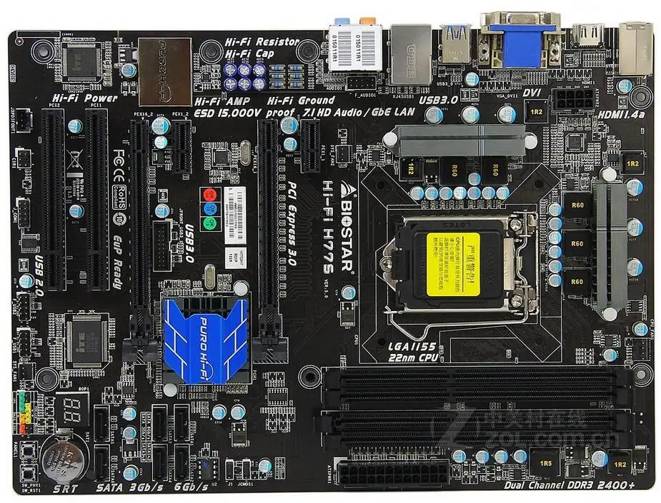 Для BIOSTAR Hi Fi H77S оригинальная настольная материнская плата H77 LGA 1155 DDR3 32G SATA3 USB3.0