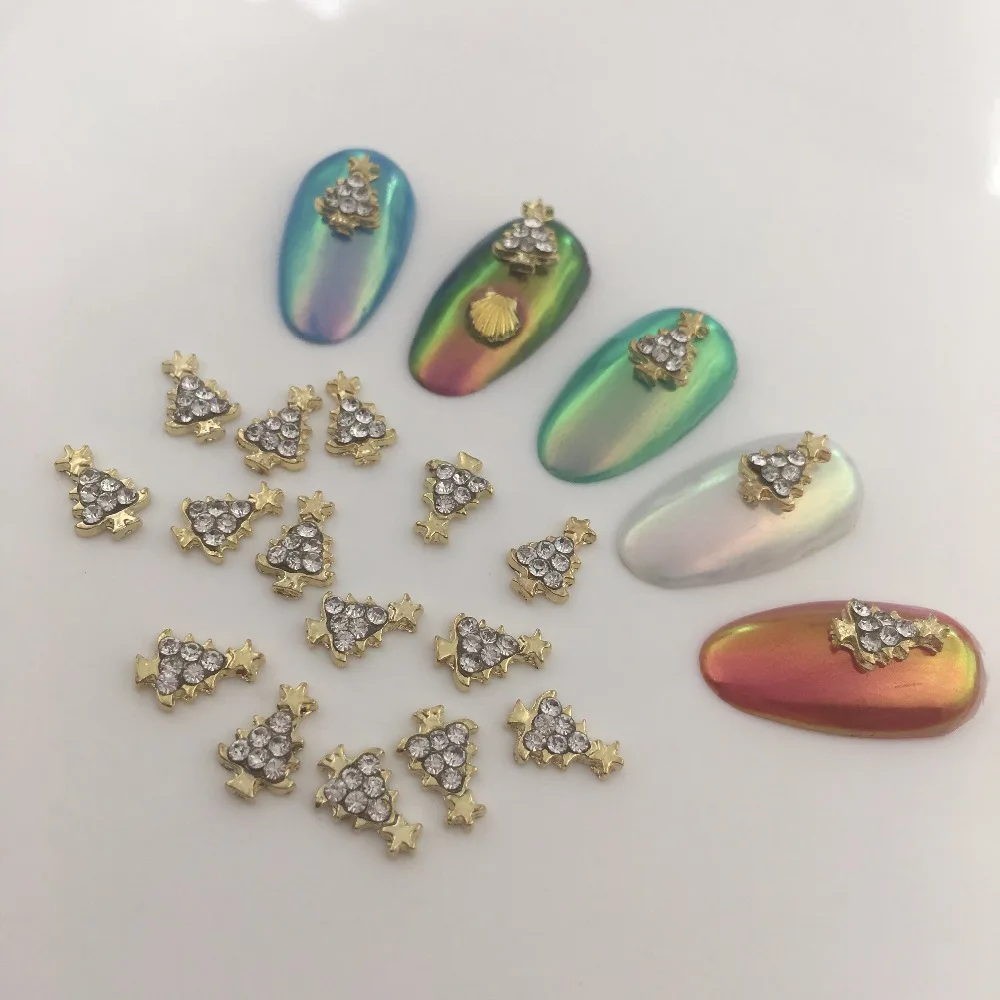 

LEAMX 2018 New Christmas tree Rhinestones For Nails Design New Year Decoration 3D Christmas Nail Art Decorations Accessoire
