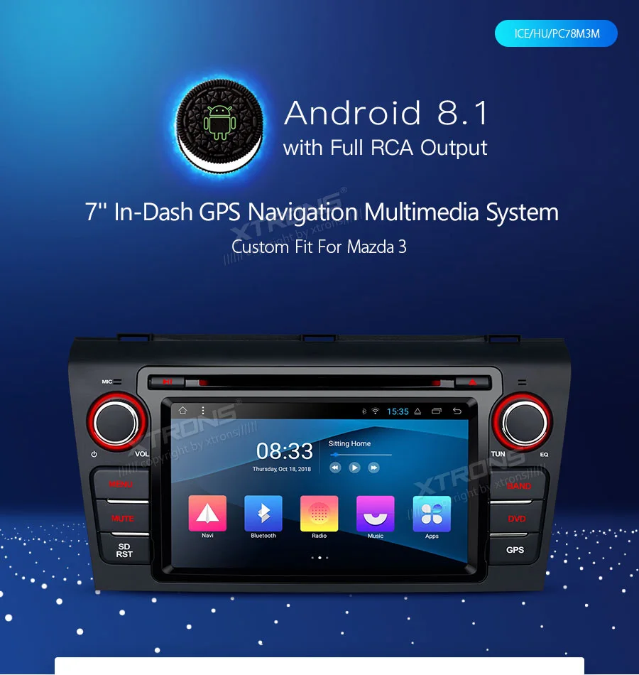XTRONS " Android 8,1 dvd-плеер автомобиля Радио Стерео gps навигация руль OBD для Mazda 3 2004 2005 2006 2007 2008 2009
