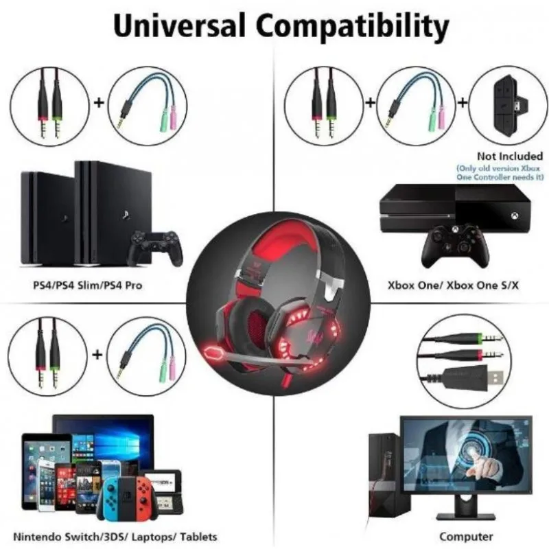Совместимая игровая гарнитура PS4 XBOX универсальный мобильный ПК светодиодный ным