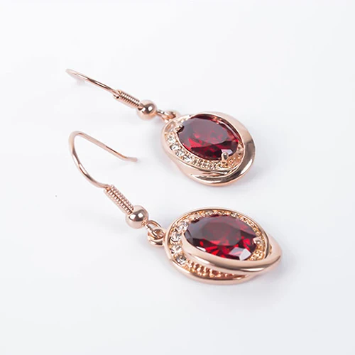 Women Fashion Oval Rhinestone Pendant Chain Necklace Hook Earrings Jewelry Set | Украшения и аксессуары