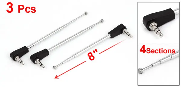 UXCELL Product Name 3Pcs 8&quot 20Cm Long 4 Sections 3.5Mm Male Plug Am Fm Radio Telescopic Antenna Aerial antenna | telescopic