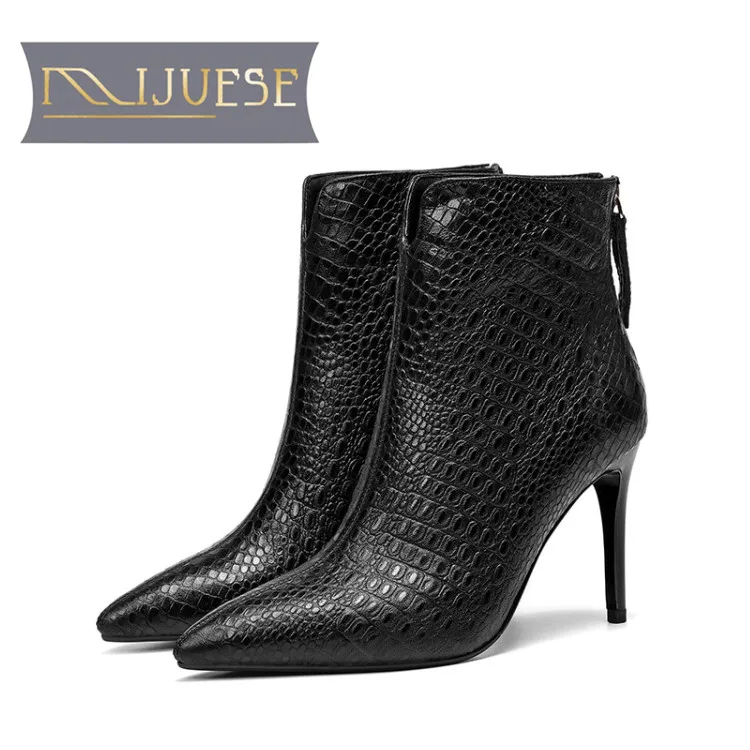 MLJUESE/женские ботильоны из овечьей кожи на молнии Зимние теплые короткие плюшевые