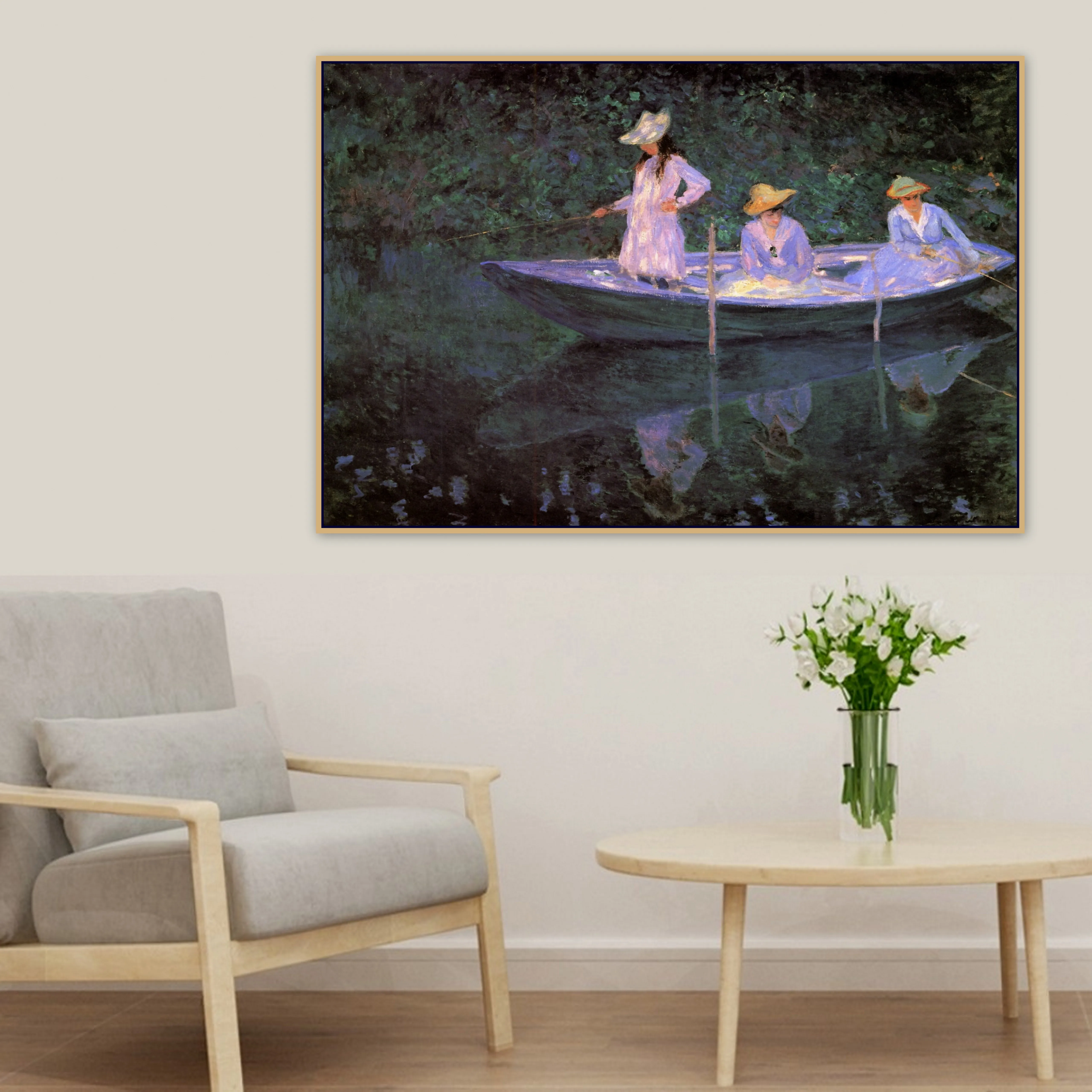 La Barque at Giverny Клод Моне известный старый Импрессионистский художник оригинальная