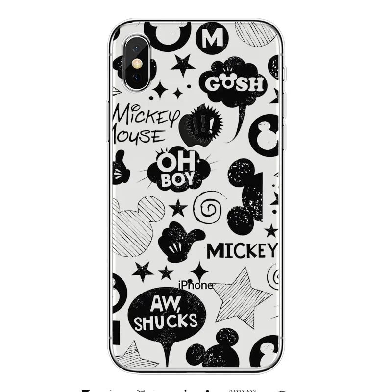 Мягкий силиконовый прозрачный чехол из ТПУ с рисунком Микки Мауса Для Apple iPhone X 8 7 6