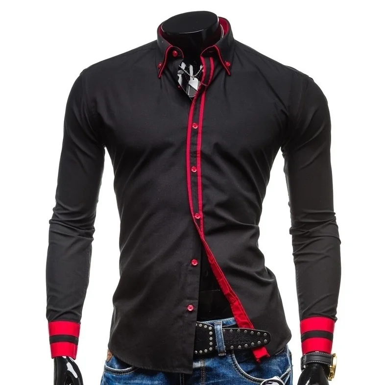 

geek new men's shirt fashion slim casual long sleeve