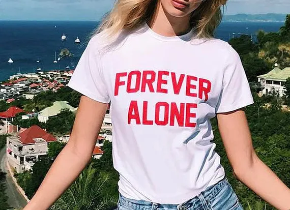 Модная одежда футболка с надписью forever alone Женская забавная летние топы футболки