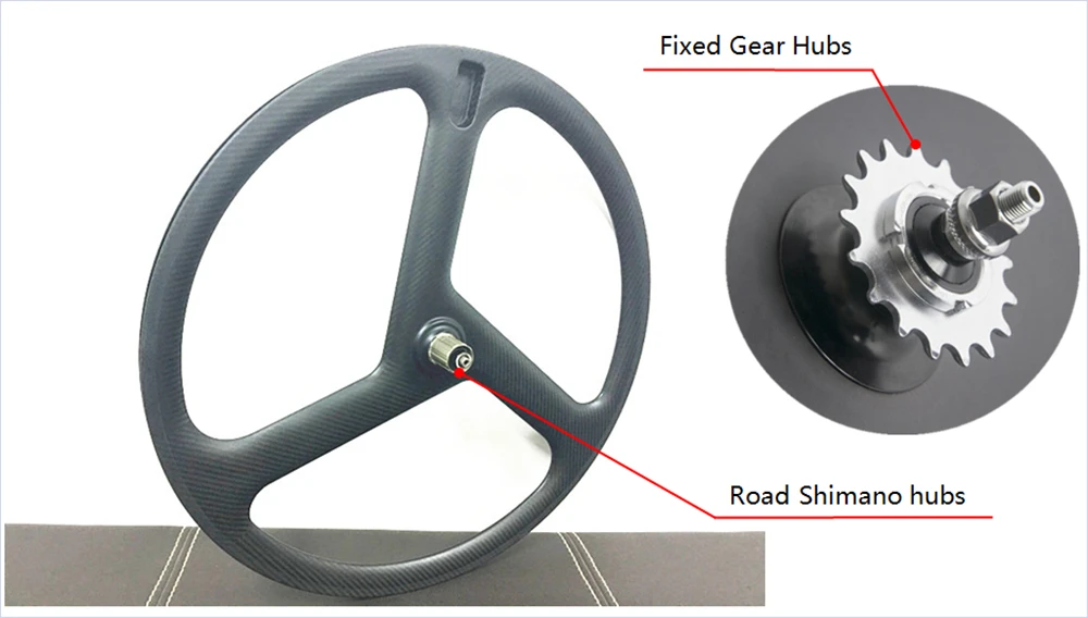 Fixed gear Карбон 700C 38 мм спереди 3 Спицы заднего трек Дорожный велосипед колесная покрышка труба из углеродистого волокна 3 K саржевого три спицы клинчер для велосипеда диски