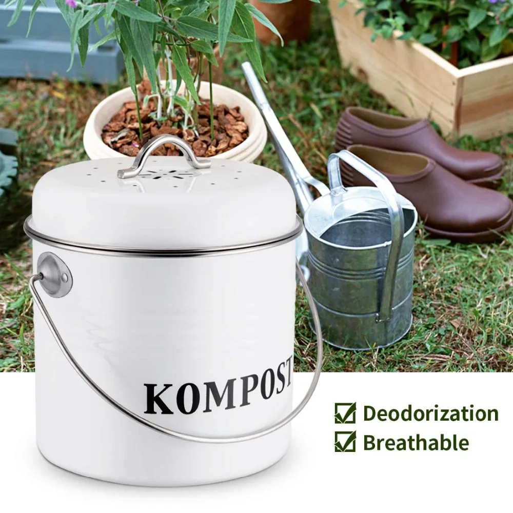 5L кухонный компостный ящик органический домашний мусорный бак дыни листья открытый столешница Железный Круглый угольный фильтр ведро